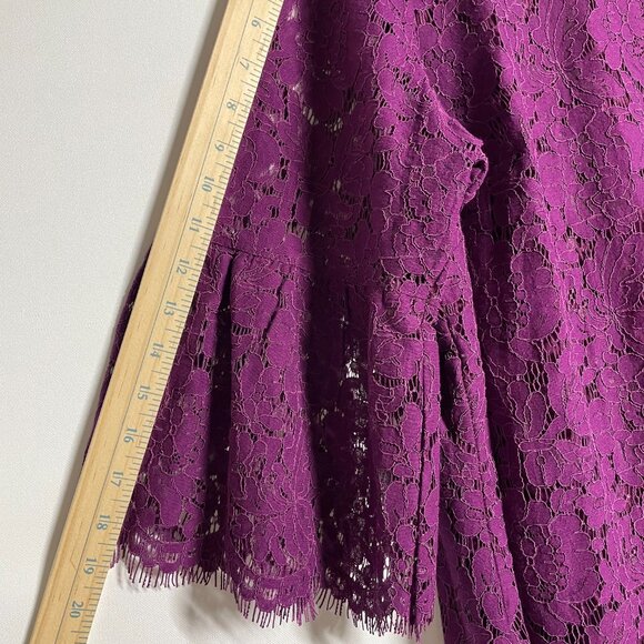 Isaac Mizrahi Live Womens Plum Purple 3/4 Bell Sleeve Crochet Lace Blouse Top 1X - Picture 10 of 11
